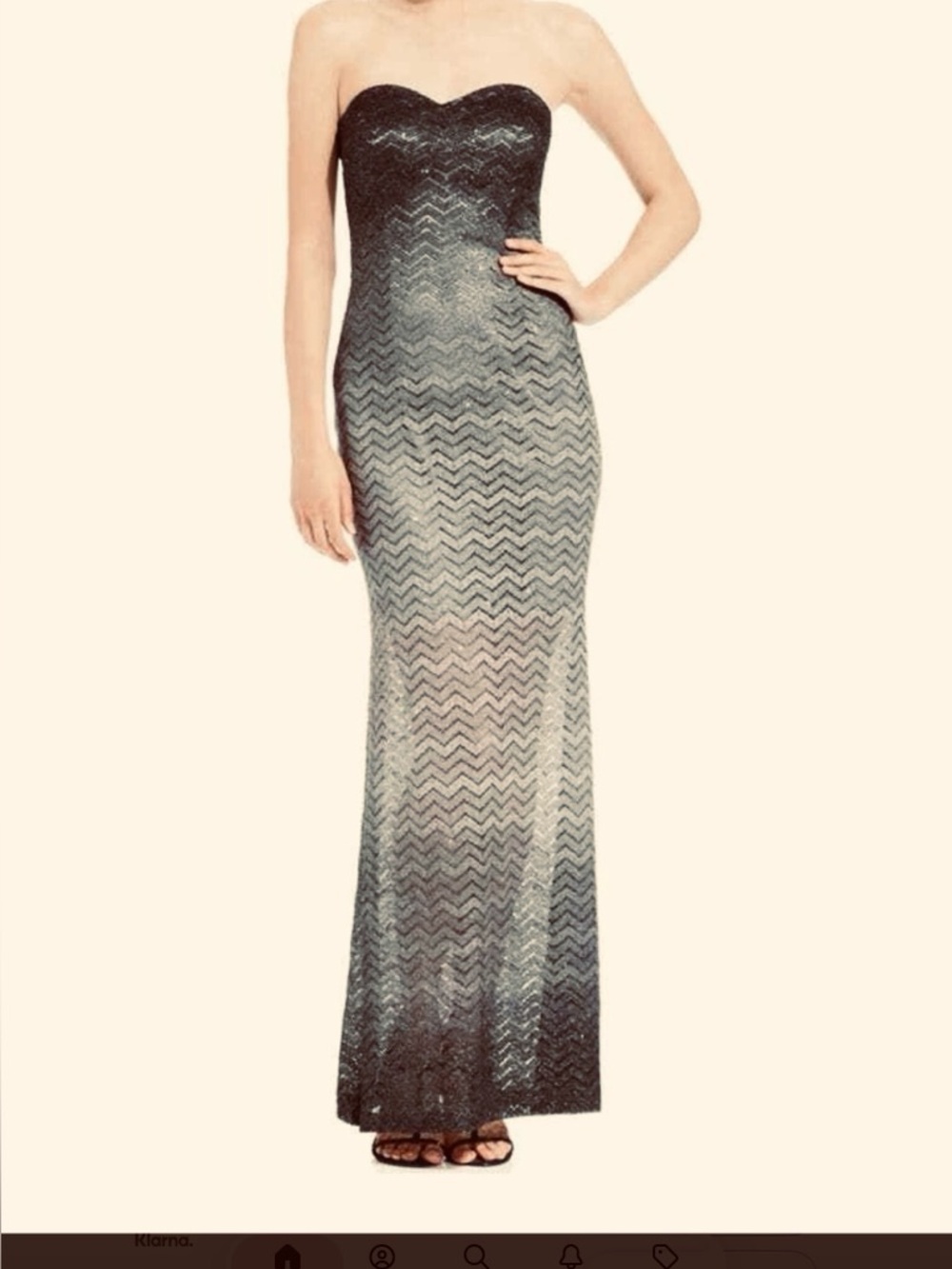 Strapless Betsy & Adam Ombre Chevron Sequin Gown -